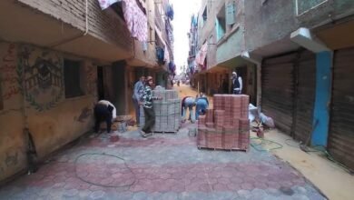 الأجهزة التنفيذية بحى شرق بالقليوبية تستمر بمتابعة أعمال تركيب بلاط الإنتربلوك بالشوارع الداخلية