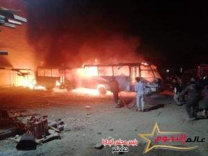 الحماية المدنية تسيطر على حريق داخل جراج الأتوبيسات بالقناطر