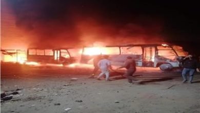 الحماية المدنية تسيطر على حريق هائل داخل جراج الأتوبيسات بالقناطر