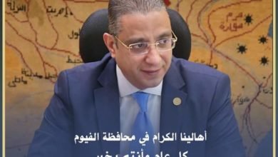 "الأنصاري" يهنئ أبناء شعب الفيوم بمناسبة العيد القومي للمحافظة
