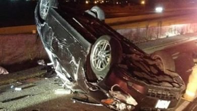 إنقلاب سيارة و تعطل لحركة المرور أعلى كوبري الفنجري