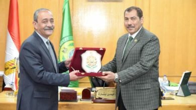 بشارة : يستقبل اللواء حسام الدين المحاضر باكاديمية ناصر العسكرية ضمن فعاليات اليوم الرياضي المصري 