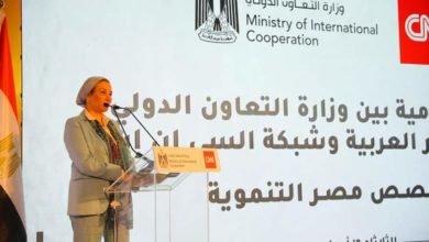 فؤاد خلال مشاركتها في حفل إطلاق الشراكة الإعلامية بين وزارة التعاون الدولي وشبكة سي إن إن العالمية