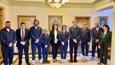 السفيرة المصرية في كازاخستان تستقبل بعثة منتخب مصر للجودو للمكفوفين