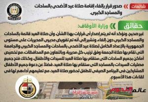 الأوقاف تنفي صدور قرار بإلغاء إقامة صلاة عيد الأضحى بالساحات والمساجد الكبرى