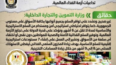 وزارة التموين تنفي تعرض مصر لأزمات نقص واختفاء سلع غذائية جراء تداعيات أزمة الغذاء العالمية