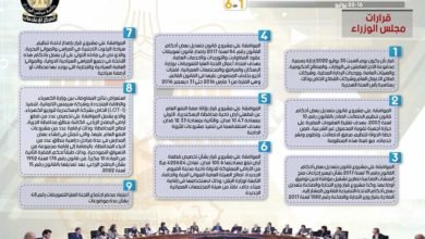 بالإنفوجراف … الحصاد الأسبوعي لمجلس الوزراء خلال الفترة من 23 حتى29يوليو 2022