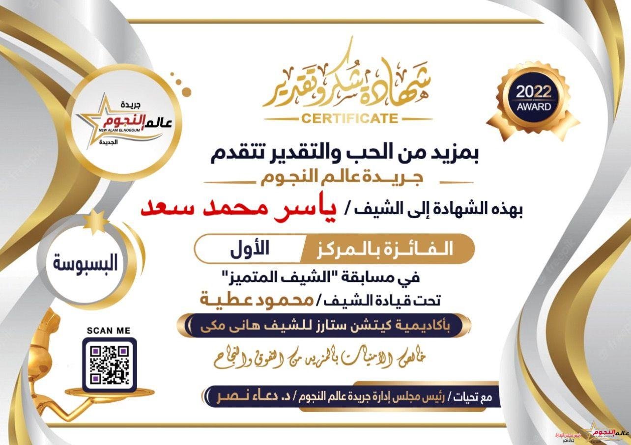 الفائزين في مسابقة الشيف المتميز للشيف محمود عطية