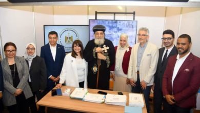 وزيرة الهجرة و قداسة البابا تواضروس يفتتحان جناح وزارة الهجرة بمعرض لوجوس في وادي النطرون
