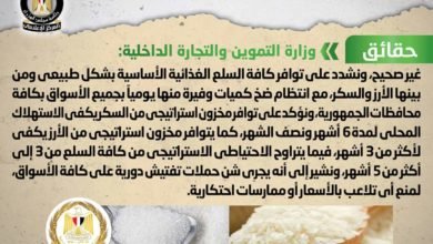 الحكومة تنفي وجود نقص في سلعتي الأرز والسكر بالأسواق