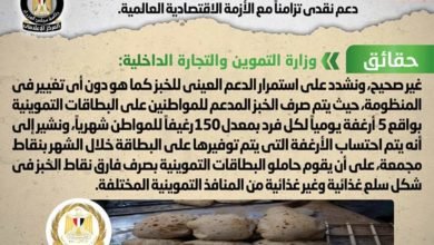 شائعة: اعتزام الحكومة إلغاء الدعم العيني للخبز وتحويله إلى دعم نقدي تزامناً مع الأزمة الاقتصادية العالمية