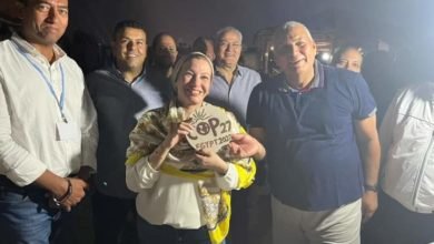 وزيرة البيئة فى جولة تفقدية ليلية للوقوف على الاستعدادات النهائية لجناح الدولة المصرية داخل المنطقة الخضراء