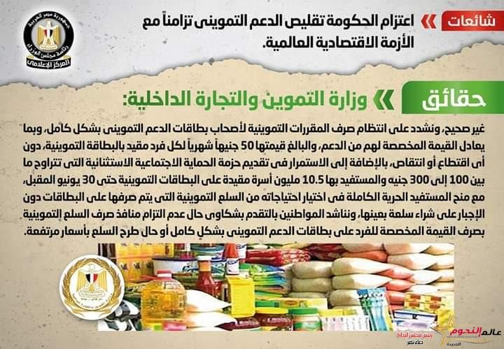 شائعة: اعتزام الحكومة تقليص الدعم التمويني تزامناً مع الأزمة الاقتصادية العالمية