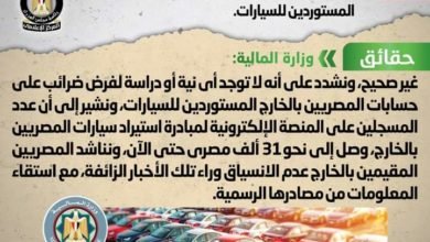 شائعة: إصدار قرار بتحصيل ضرائب على حسابات المصريين بالخارج المستوردين للسيارات