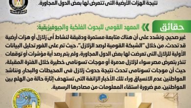 الحكومة تنفي شائعة تعرض مصر لموجة "تسونامي" وزلازل مدمرة خلال الأيام المقبلة