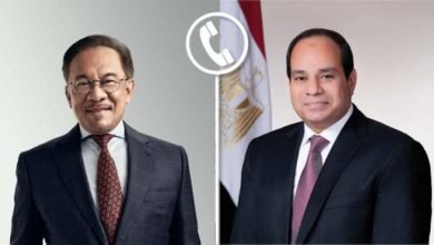 السيسي يتلقى إتصالا مرئياً من رئيس وزراء جمهورية ماليزيا