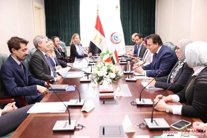 وزير الصحة يستقبل سفير دولة إيطاليا لدى مصر لمتابعة النتائج النهائية لـ «مشروع دعم تحسين خدمات التمريض»