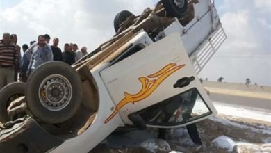 انقلاب سيارة على طريق زراعي البحيرة أدت إلي مسرع السائق