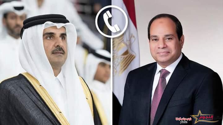 السيسي يتلقي تهنئة بالعيد الأضحى من أمير دولة قطر 