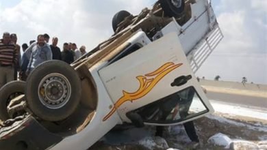 مصرع شخص إثر انقلاب سيارة نقل أعلى الطريق الصحراوي بمنطقة أطفيح