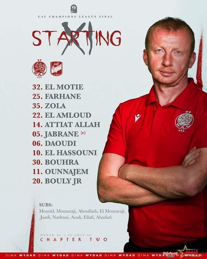 تعرف على تشكيل الوداد المغربي لمواجهة الأهلي بنهائي إفريقيا 