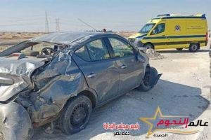 إصابة 3 أشخاص فى حادث انقلاب سيارة ملاكي بقنا