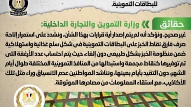 شائعة: إصدار قرار بإلغاء فارق نقاط الخبز المدعم للبطاقات التموينية