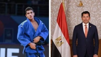 وزير الرياضة يهنئ لاعب المنتخب الوطني للجودو بعد فوزه ببرونزية تاريخية لمصر ببطولة العالم في البرتغال