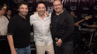 هشام عباس والكابو والحجار في حفل افتتاح مطعم مصطفى قمر
