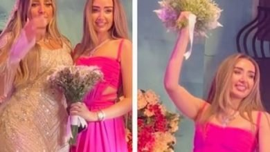 لينا الطهطاوي تهدي هنا الزاهد باقة ورود زفافها