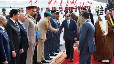 الرئيس عبد الفتاح السيسي يصل إلى العاصمة البحرينية المنامة