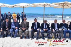 محافظ الإسكندرية ورئيس هيئة النيابة الإدارية يضعان حجر أساس شاطئ النادي البحري لهيئة النيابة الإدارية بمنطقه بيانكي بحي العجمي