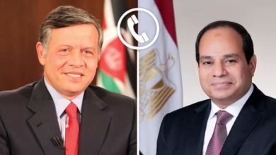 الرئيس السيسي يتلقي اتصالاً هاتفياً من العاهل الأردني الملك عبدالله الثاني 