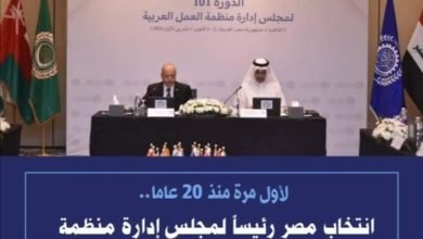 لأول مرة منذ عشرون عامآ رئاسة مصر لمنظمة العمل العربية