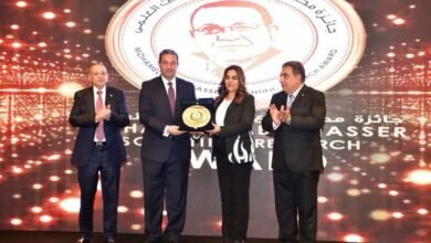 محافظ دمياط يشارك باحتفالية تكريم الفائزين بجائزة الدكتور محمد ربيع ناصر للبحث العلمى فى دورتها السابعة