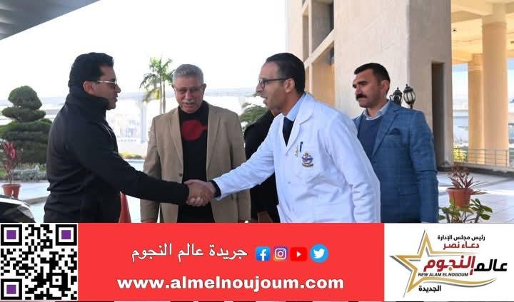 وزير الشباب والرياضة يصل المستشفي للاطمئنان علي الحالة الصحية للاعب إبراهيم شيكا