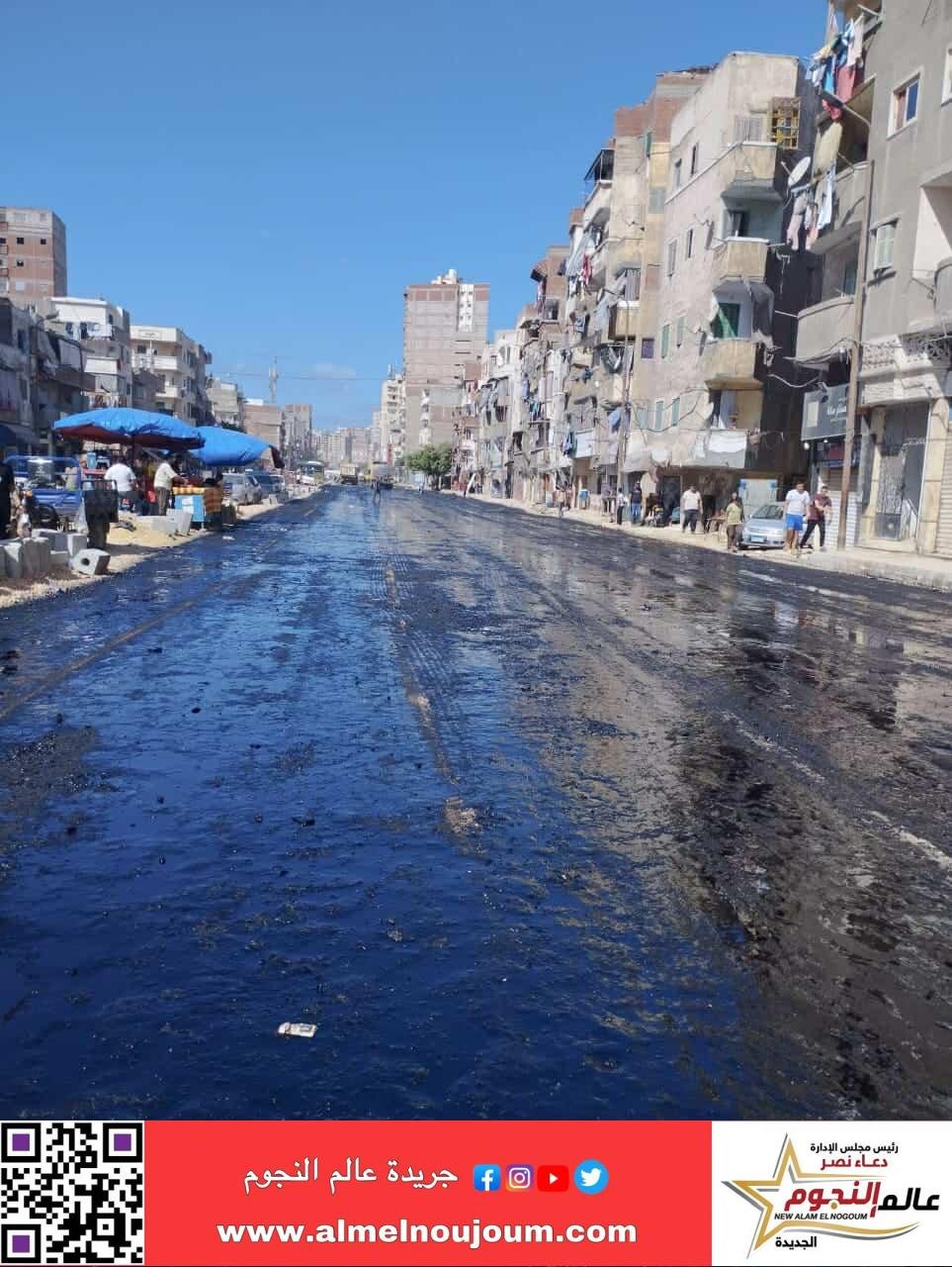 محافظ الإسكندرية: ٤٠٪؜ نسبة أعمال رصف بشارع الترعة المردومة و٢٥٪؜ نسبة أعمال الرصف بمدخل أبيس ١و٢