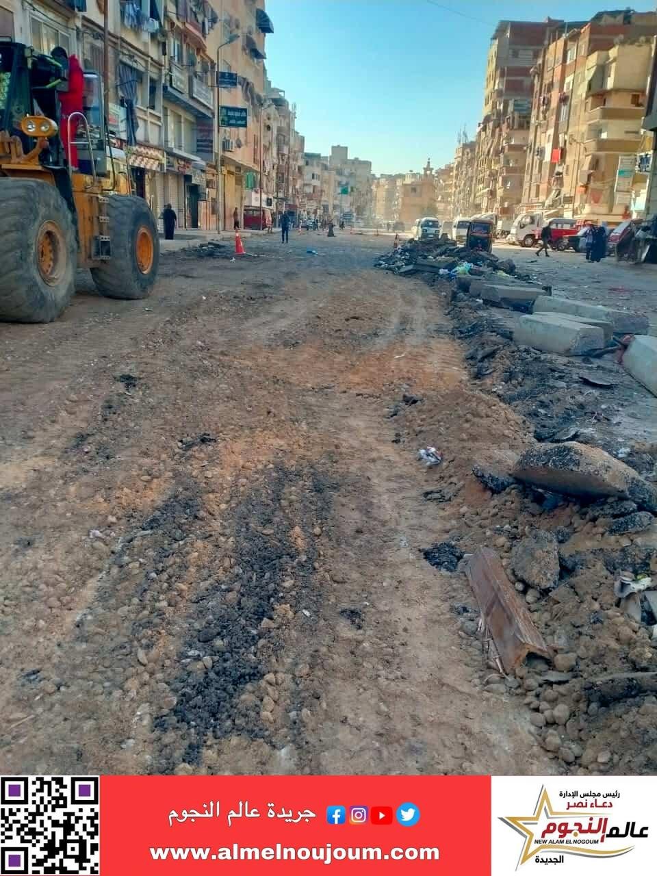 محافظ الإسكندرية: ٤٠٪؜ نسبة أعمال رصف بشارع الترعة المردومة و٢٥٪؜ نسبة أعمال الرصف بمدخل أبيس ١و٢