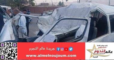 مصرع شخص وإصابة 8 إثر انقلاب ميكروباص بسبب السرعة الزائدة بـ الجيزة