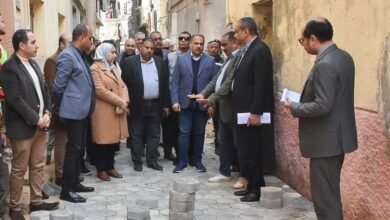 محافظ الشرقية يتفقد أعمال تركيب بلاط الإنترلوك بشارع فاروق بمدينة الزقازيق