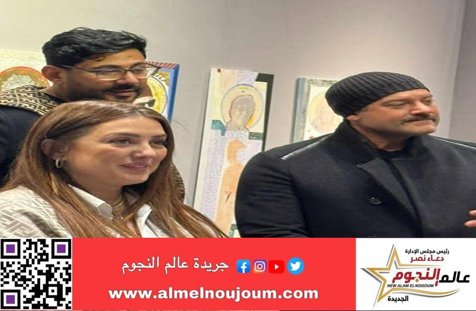 كندا علوش وعمرو يوسف في زيارة لمهرجان فن القاهرة