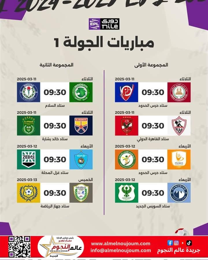 دوري نايل بكل همة ..... يبدأ الدور الثاني بالقمة