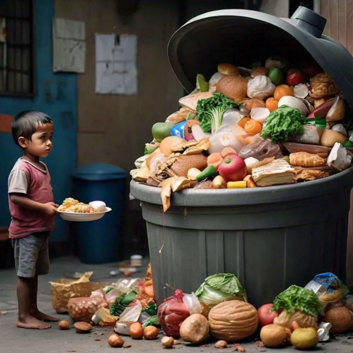 احترام النعمة.. لا ترموا الطعام المسكوب فهناك من يبحث عنه في القمامة