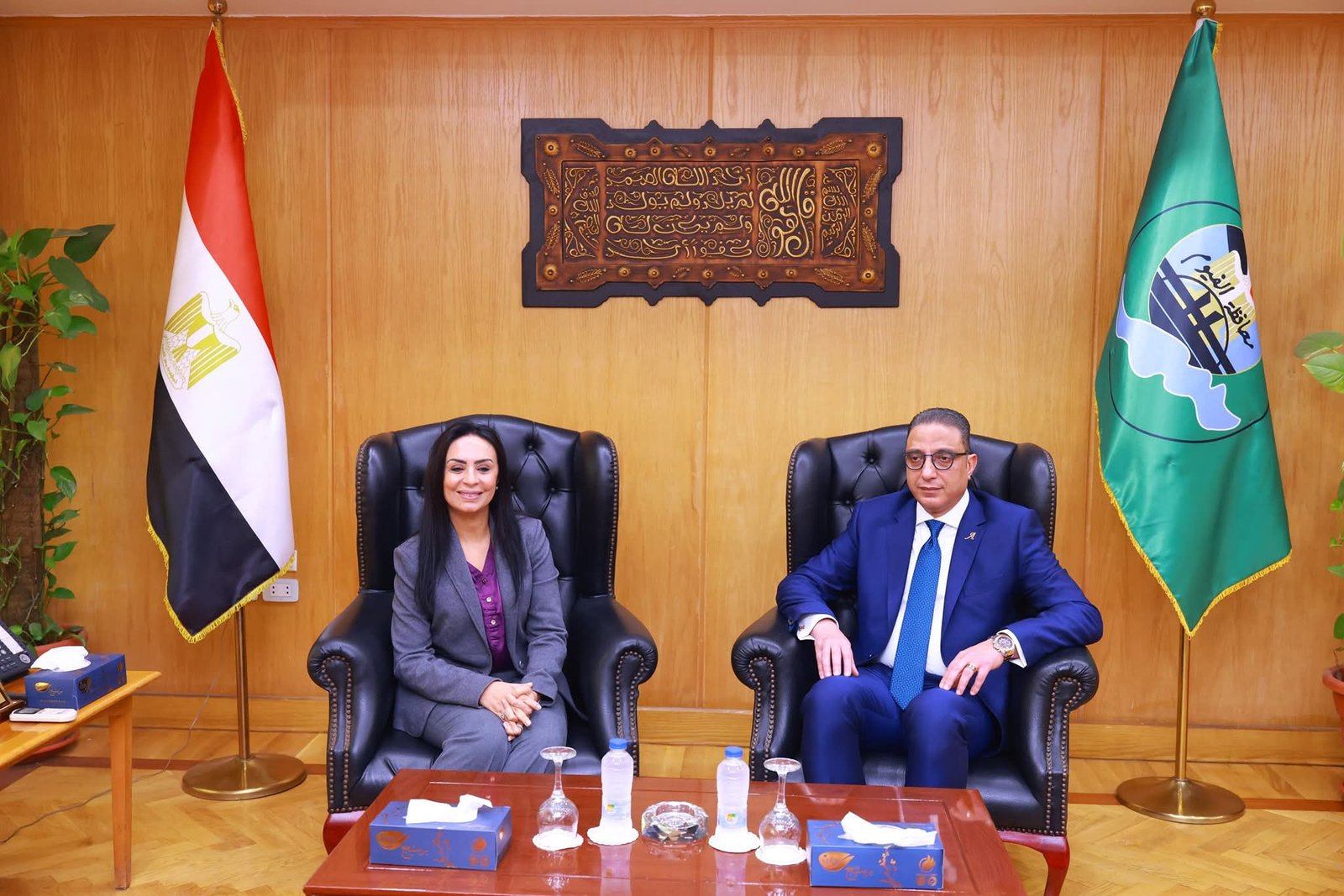 وزيرة التضامن الاجتماعي تستهل زيارتها لمحافظة الفيوم بلقاء المحافظ بديوان عام المحافظة