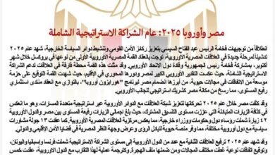 مصر وأوروبا ٢٠٢٥: عام الشراكة الاستراتيجية الشاملة