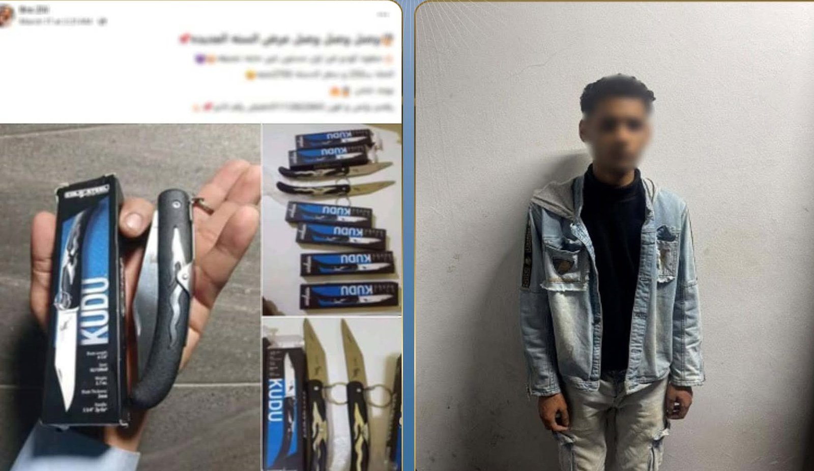 ضبط متهم بالنصب عبر الإنترنت بزعم بيع أسلحة بيضاء في الجيزة