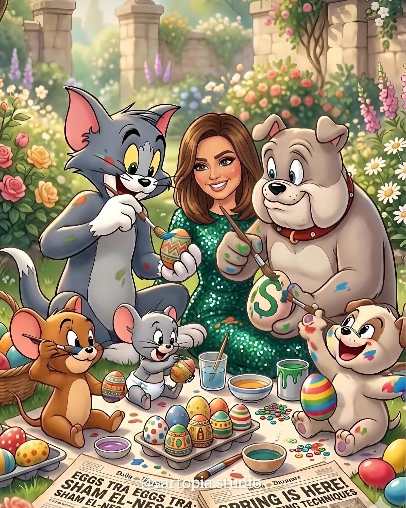 بشرى تحتفل بشم النسيم بصورة مرحة مستوحاة من “توم وجيري”