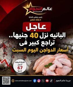 تراجع كبير في أسعار الفراخ والبيض اليوم السبت 23 مايو 2026.. البانيه ينخفض 40 جنيهًا والدواجن البيضاء تسجل 67 جنيهًا 4 تراجع كبير في أسعار الفراخ والبيض اليوم السبت 23 مايو 2026.. البانيه ينخفض 40 جنيهًا والدواجن البيضاء تسجل 67 جنيهًا