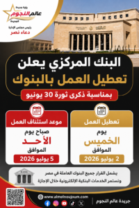 البنك المركزي المصري يعلن تعطيل العمل بالبنوك بمناسبة ذكرى ثورة 30 يونيو 4 البنك المركزي المصري يعلن تعطيل العمل بالبنوك بمناسبة ذكرى ثورة 30 يونيو