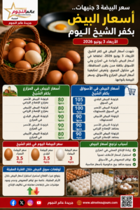 أسعار البيض بكفر الشيخ اليوم.. تراجع جديد وسعر البيضة يبدأ من 3 جنيهات